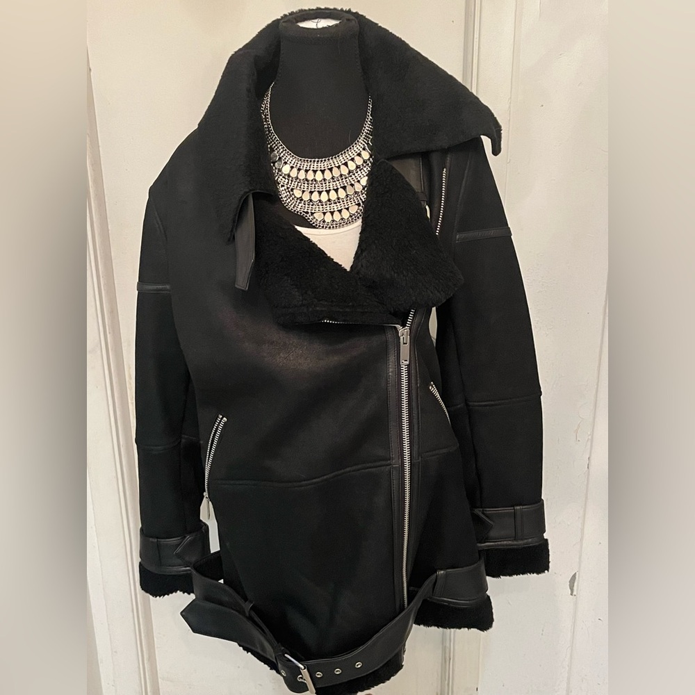 Walter Baker Women's Black Lamb's leather with faux Shearling Jacket